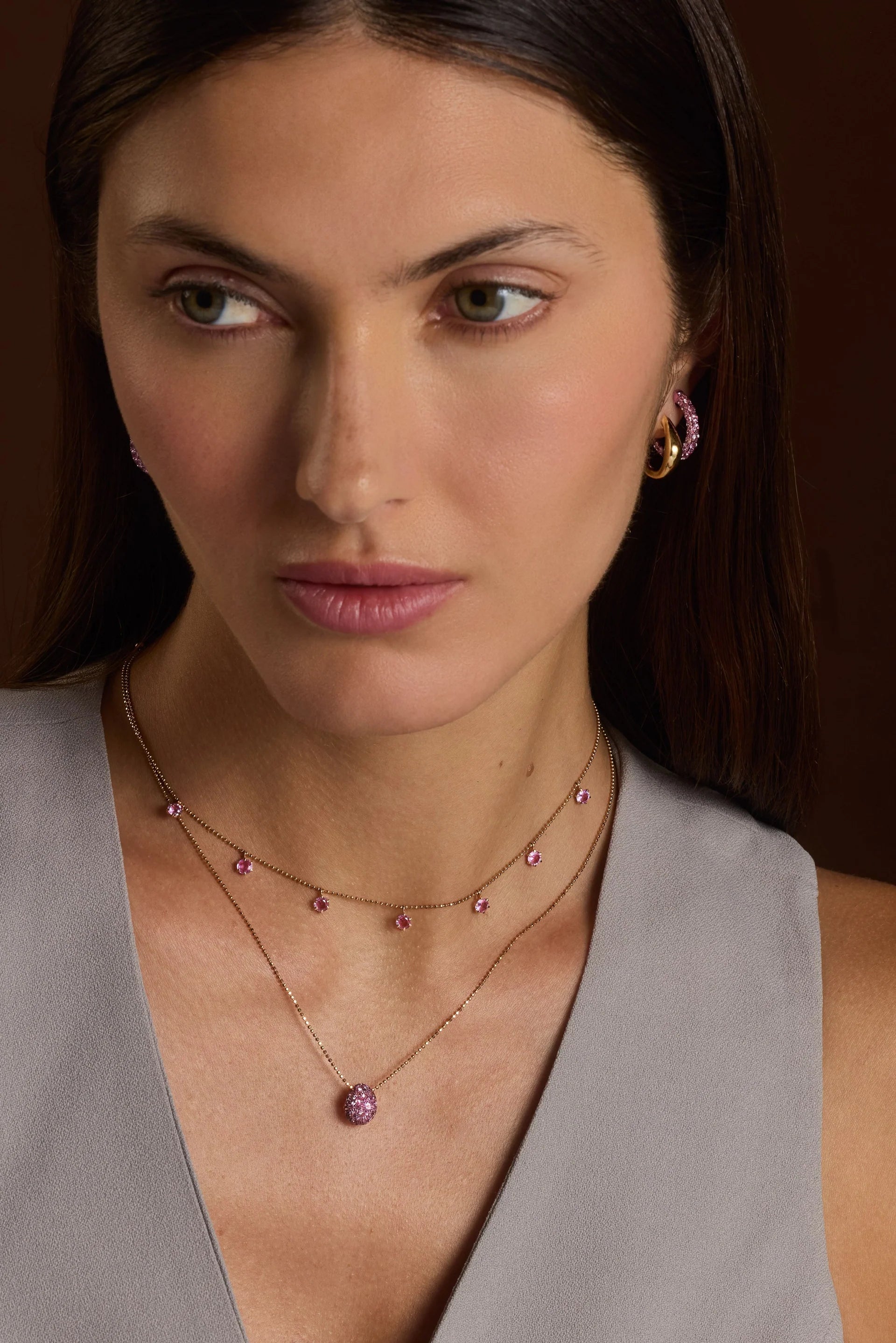 PINK SAPPHIRE FLOATING NECKLACE