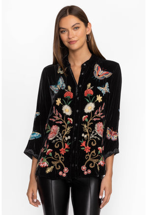 VELVET KIMONO SLEEVE SHIRT