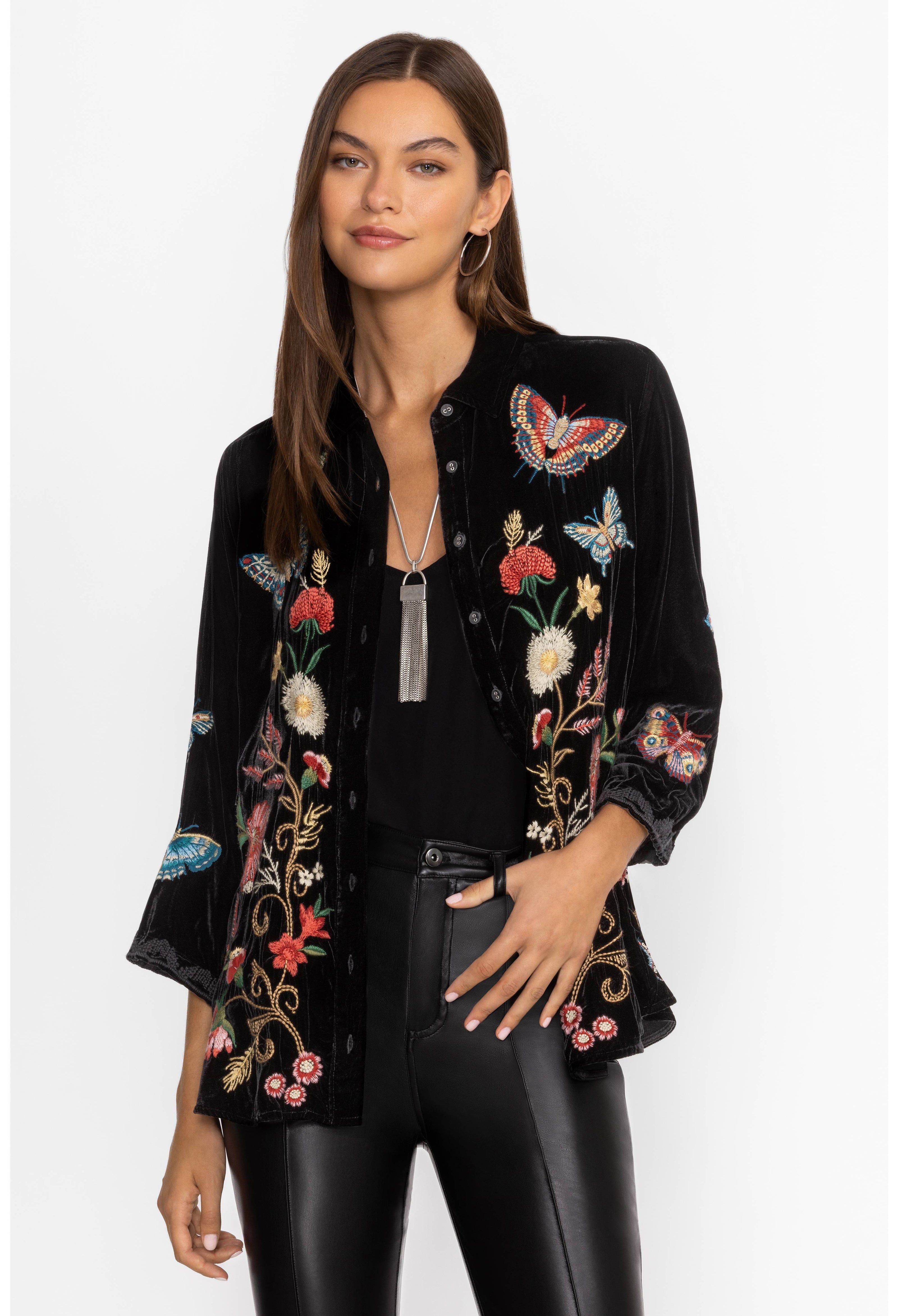 VELVET KIMONO SLEEVE SHIRT