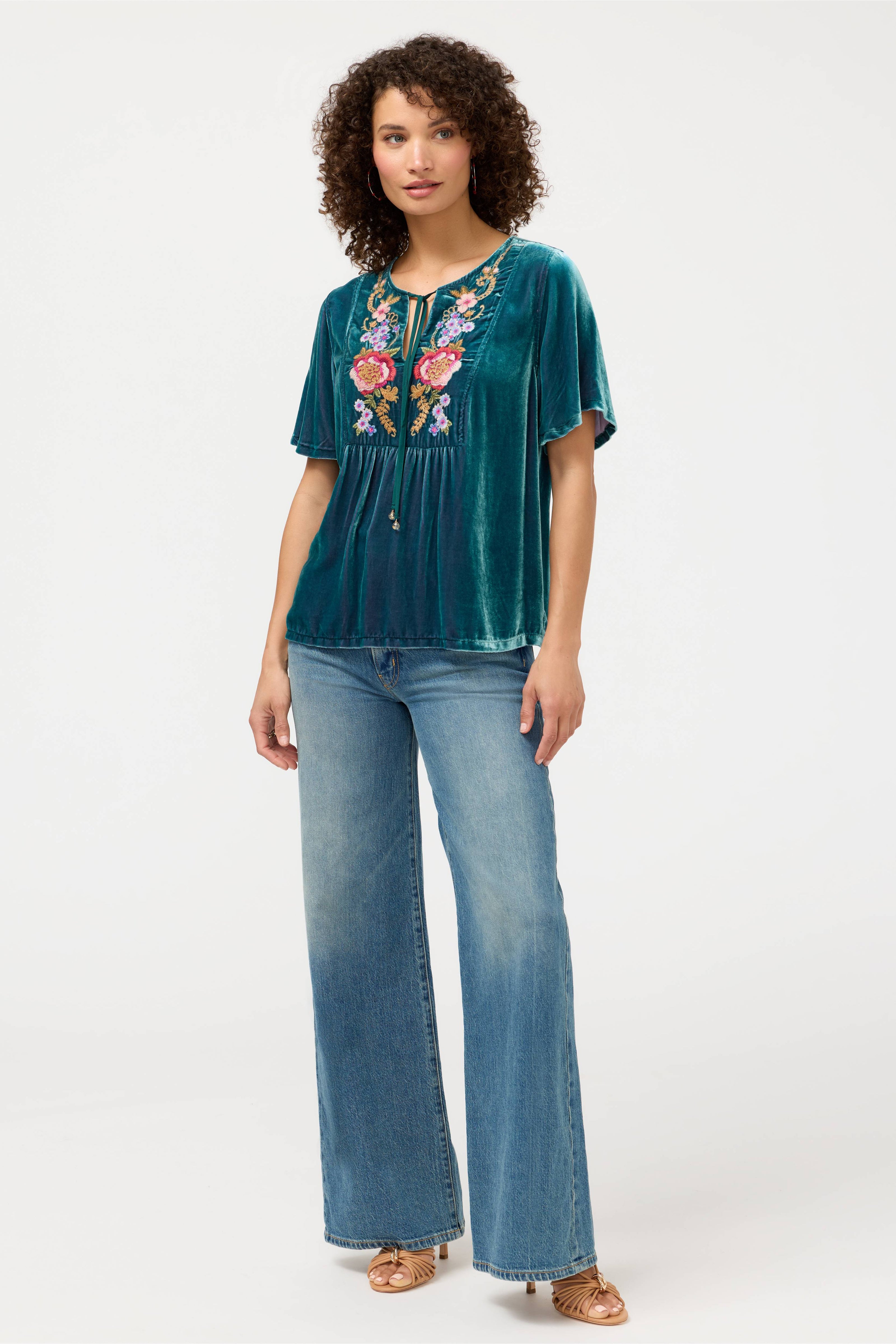 VELVET YOKE BLOUSE  AERUS