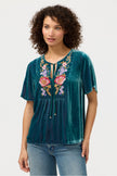 VELVET YOKE BLOUSE  AERUS
