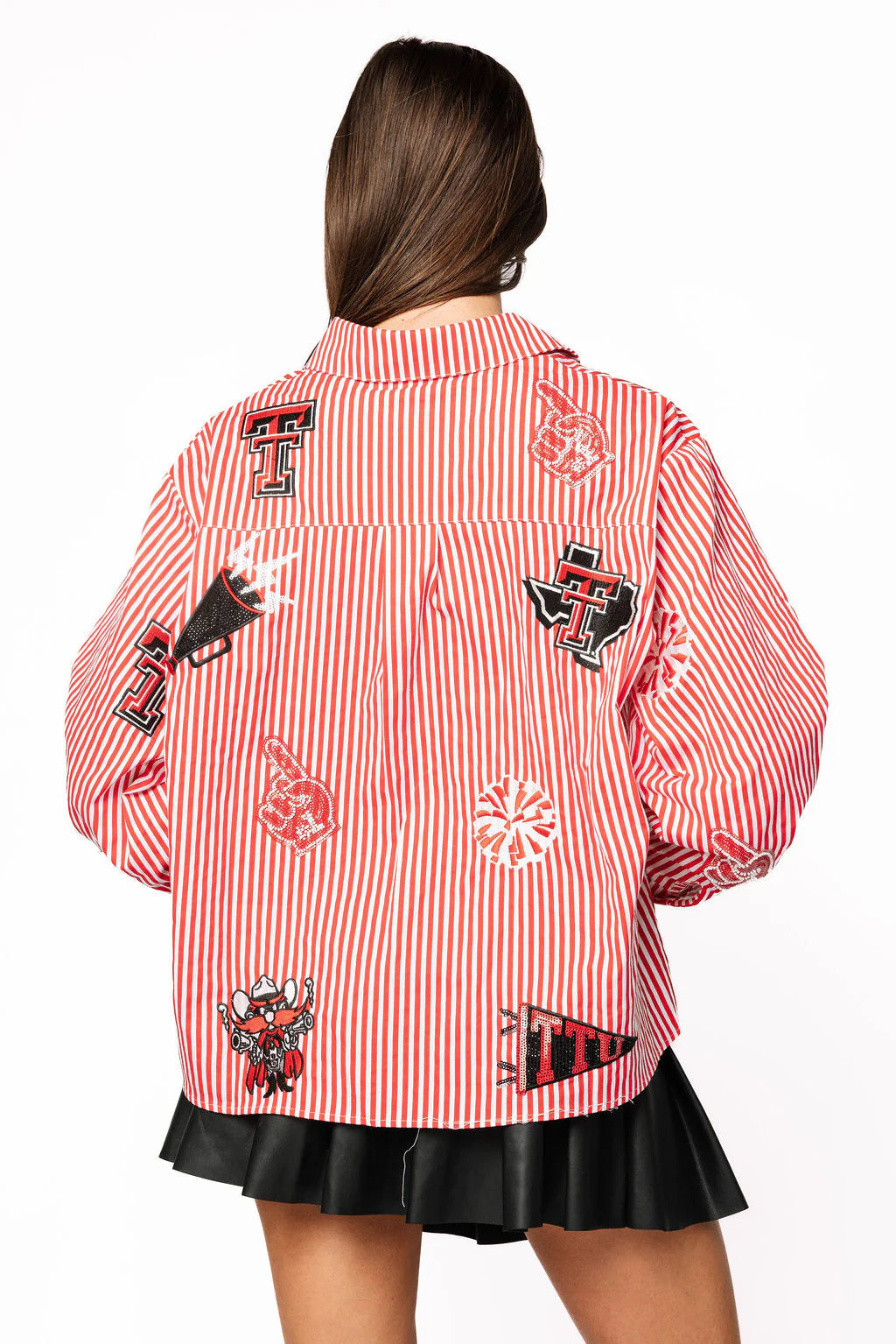LICENSED TEXAS TECH MINI ICON STRIPED BUTTON DOWN