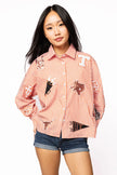 LICENSED TEXAS MINI ICON STRIPED BUTTON DOWN