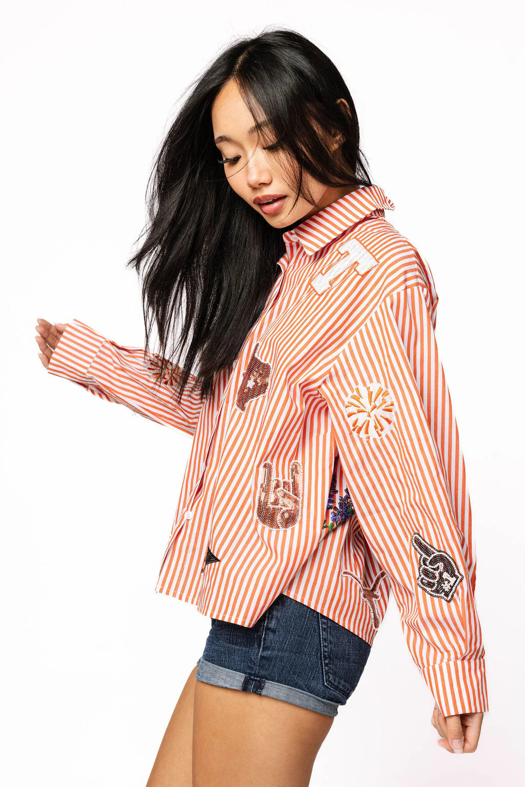 LICENSED TEXAS MINI ICON STRIPED BUTTON DOWN