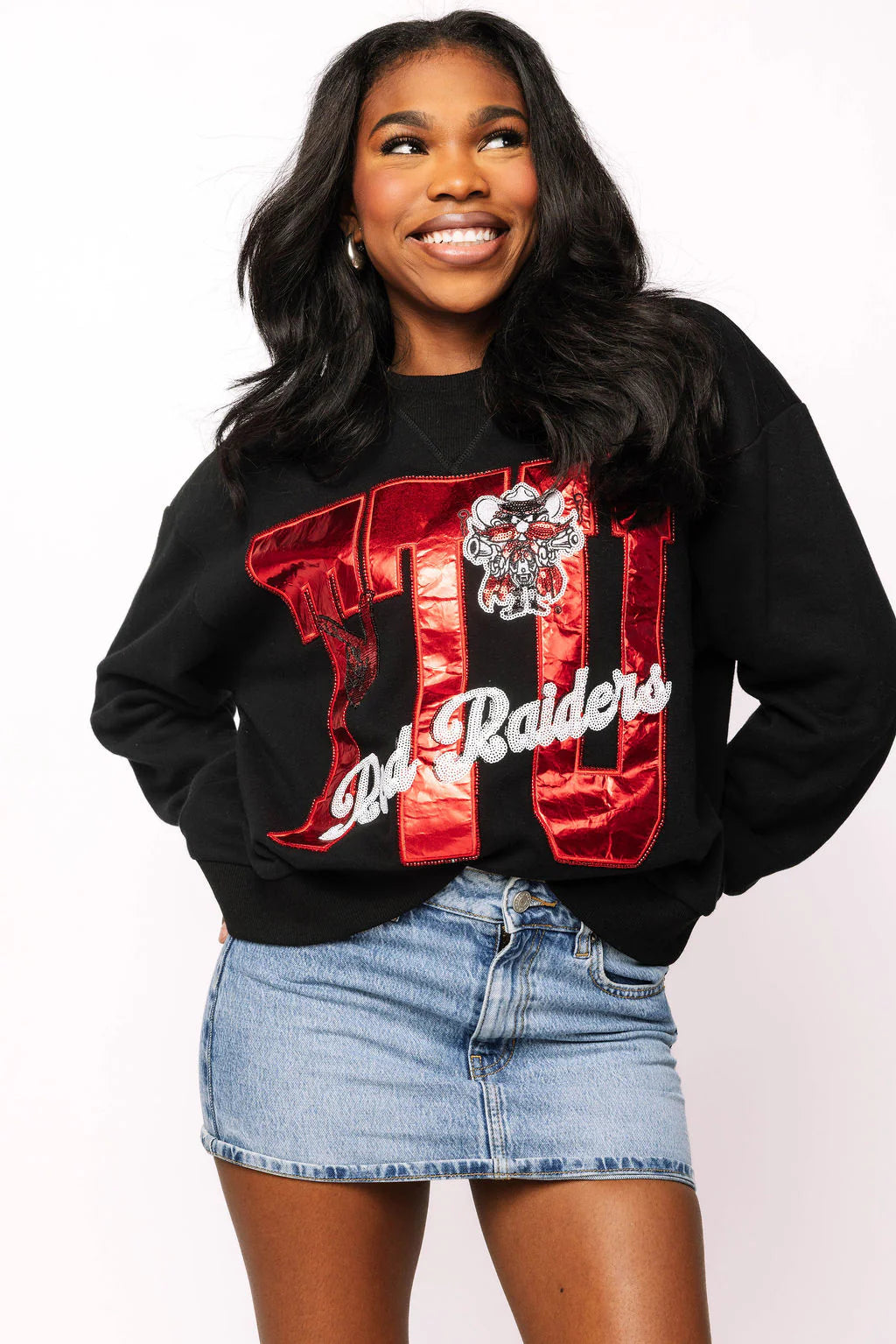 LICENSED TEXAS TECH METALLIC WORD WITH ICONS SWEATSHIRT