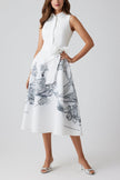 SLEEVELESS BURNOUT FLORAL TRIM SHIRT DRESS