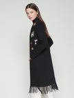 EMBROIDERED KNITWEAR CARDIGAN WITH FRINGES