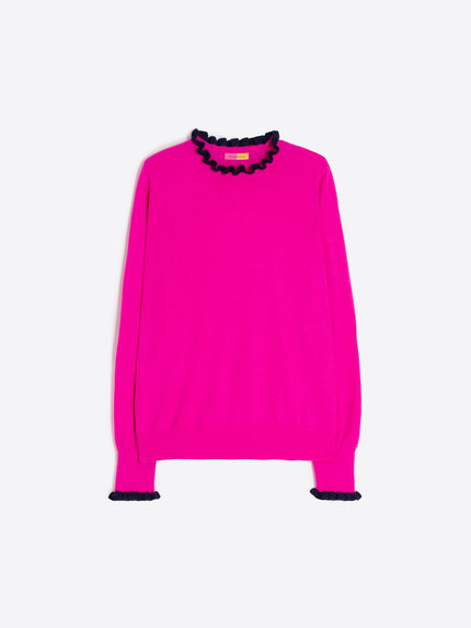 JERSEY RUFFLE NECK SWEATER