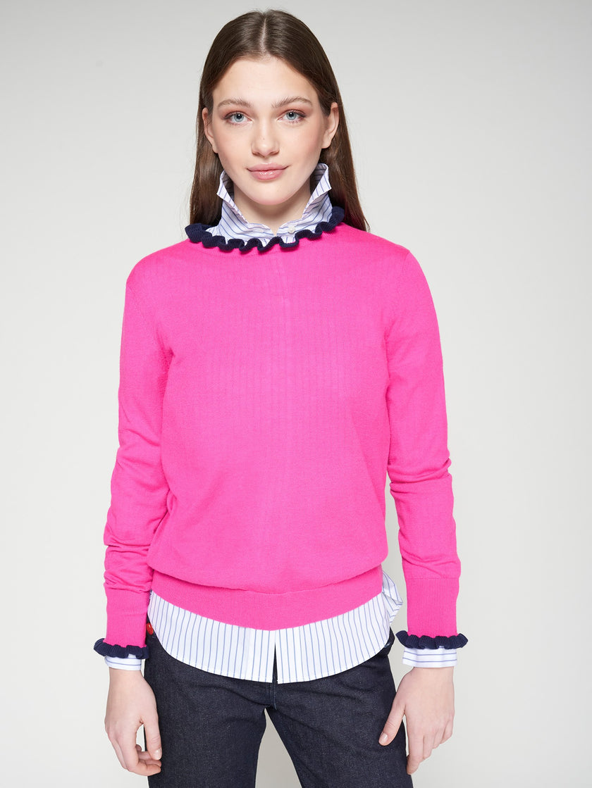 JERSEY RUFFLE NECK SWEATER