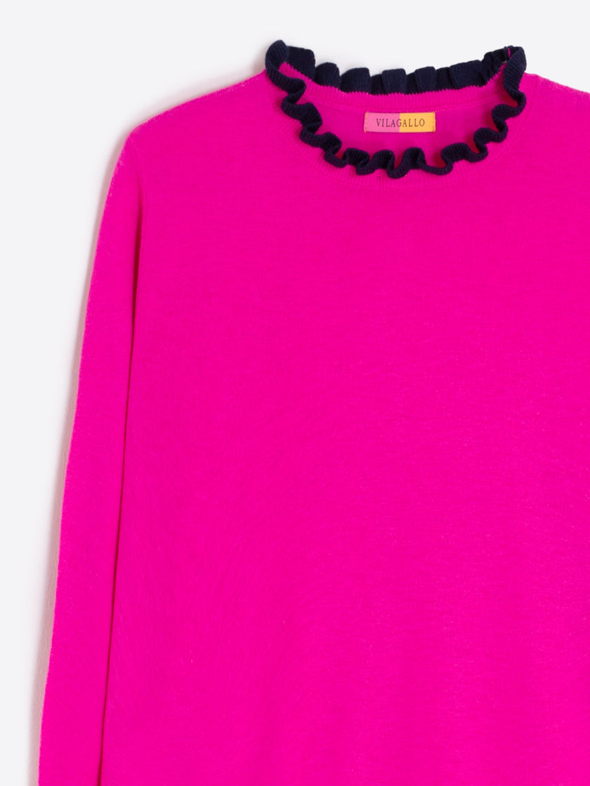 JERSEY RUFFLE NECK SWEATER