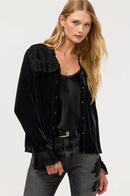 MARGEORIE BLOUSE IN BLACK VELVET