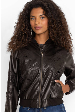 MELANIE VEGAN LEATHER BOMBER JACKET