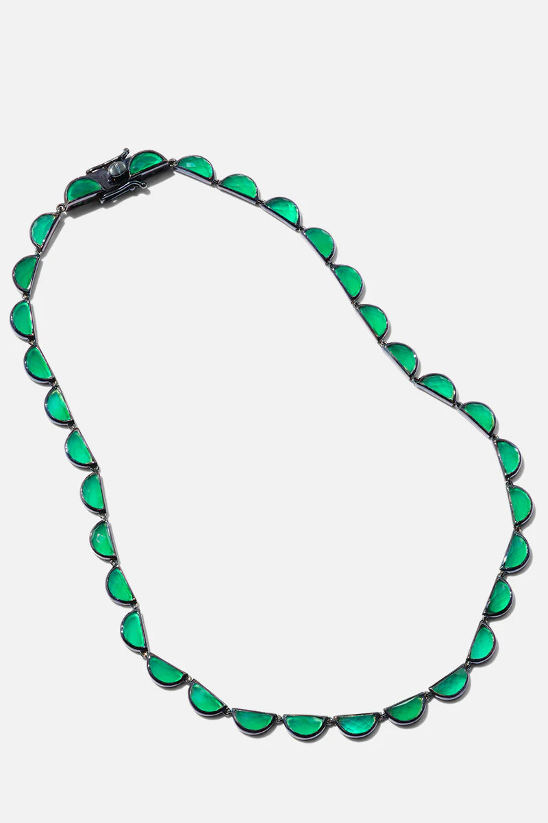 SCALLOP RIVIERE NECKLACE GREEN ONYX