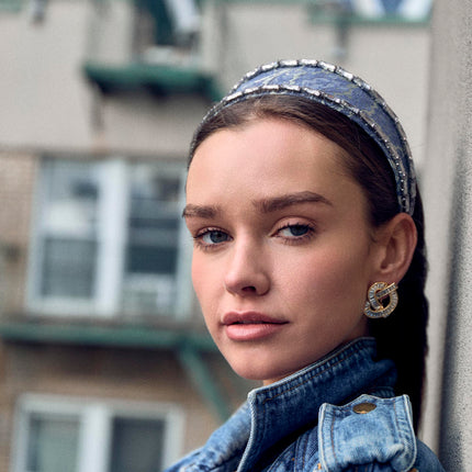GOLD CRYSTAL PRETZEL CLIP ON EARRINGS