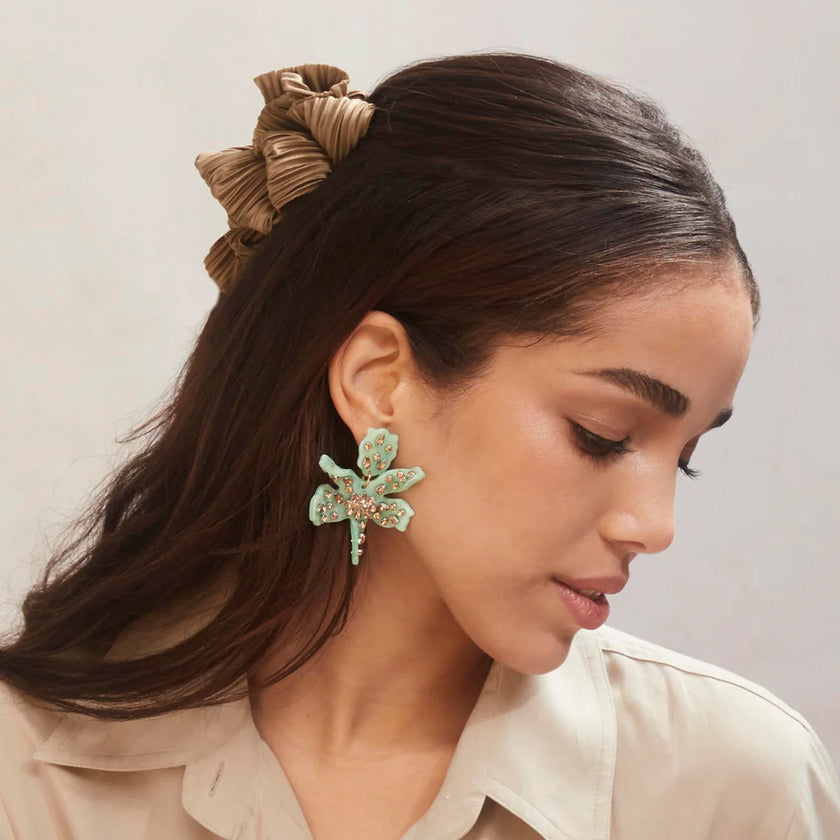 SMALL EMBELLISHED PAPER LILY EARRING