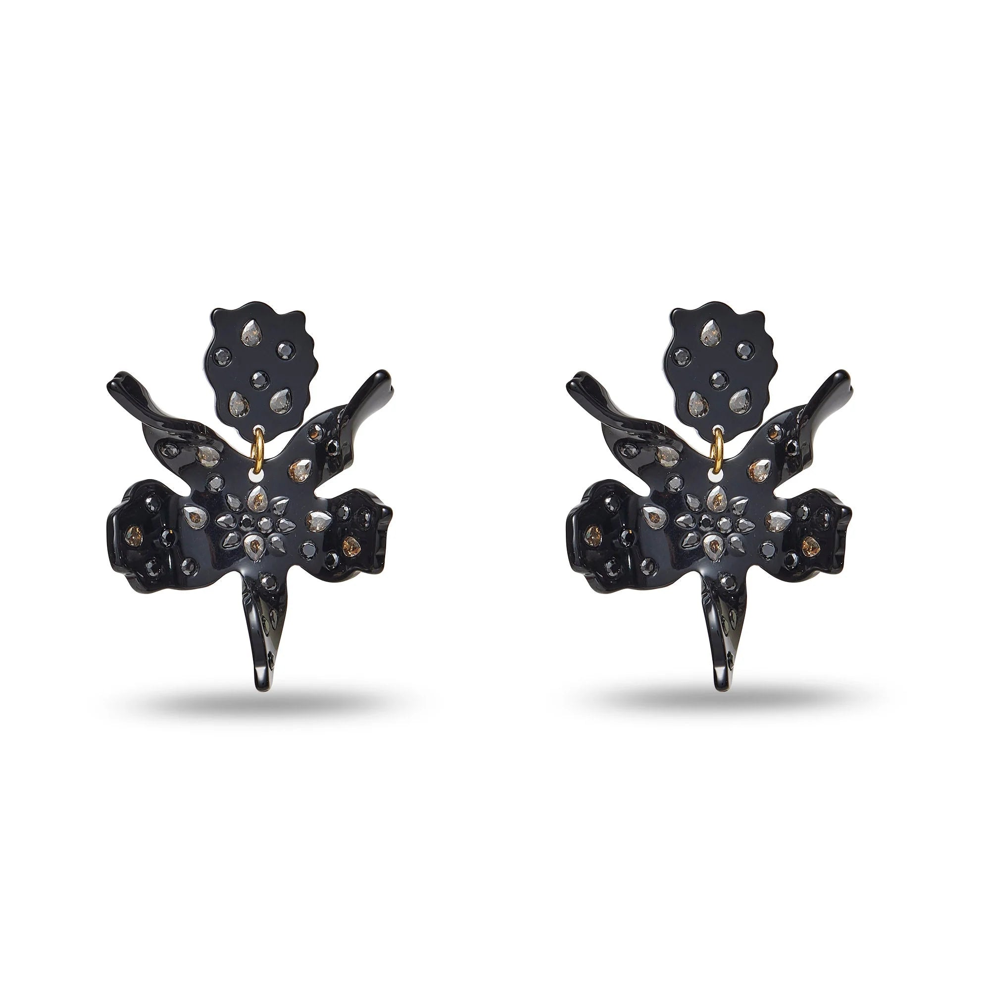 JET SPARKLE SMALL PAPER LILY EARRINGS