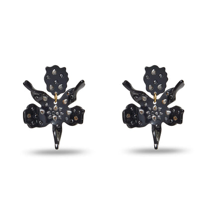 JET SPARKLE SMALL PAPER LILY EARRINGS
