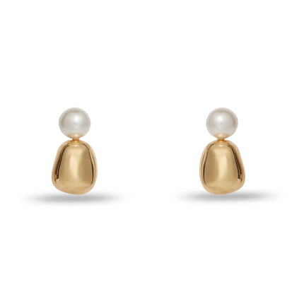 GOLD PEBBLE STUD EARRINGS