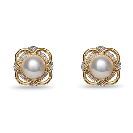 PEARL PINBALL BUTTON EARRINGS