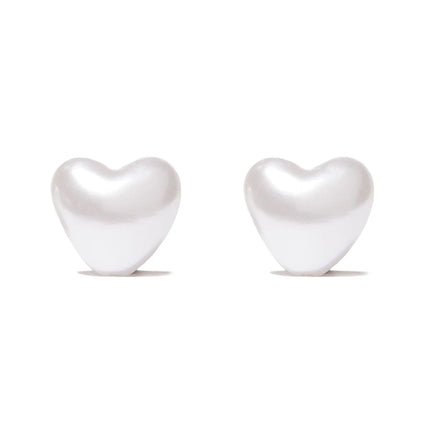 PEARL HEART STUD EARRINGS