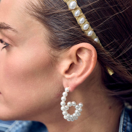 PEARL LOOP DE LOOP HOOP EARRINGS