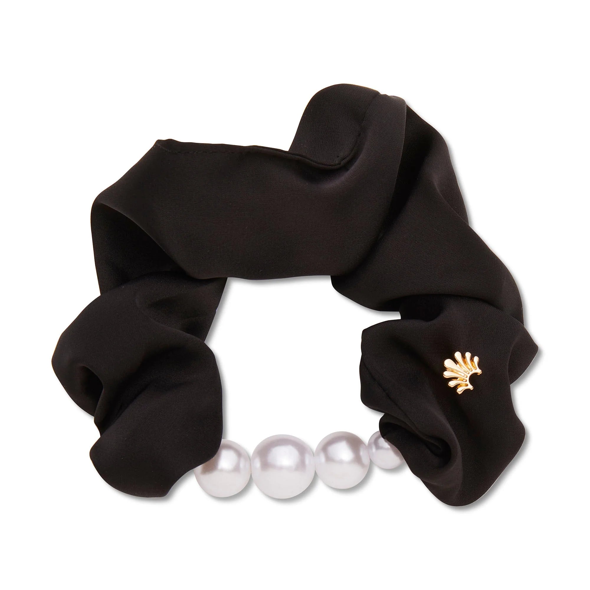 JET PEARL SILK SCRUNCHIE