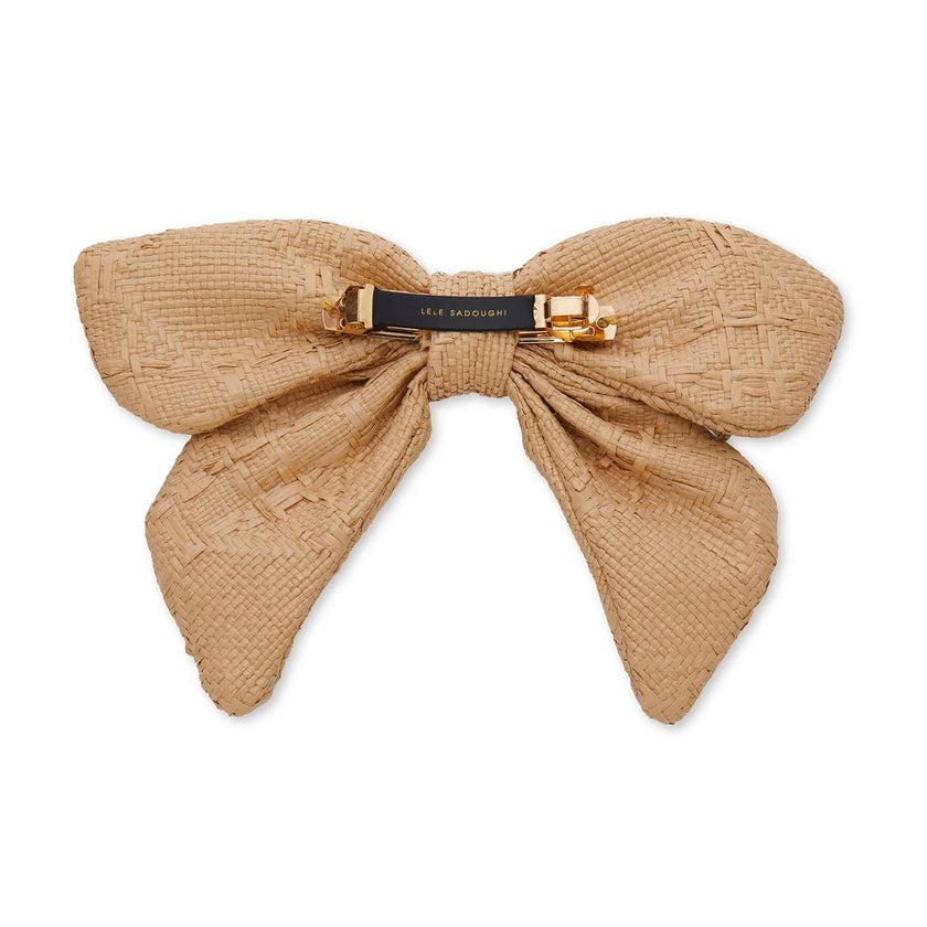 NATURAL LIBBY CANDY CRYSTAL RAFFIA BOW