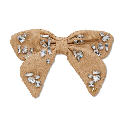NATURAL LIBBY CANDY CRYSTAL RAFFIA BOW