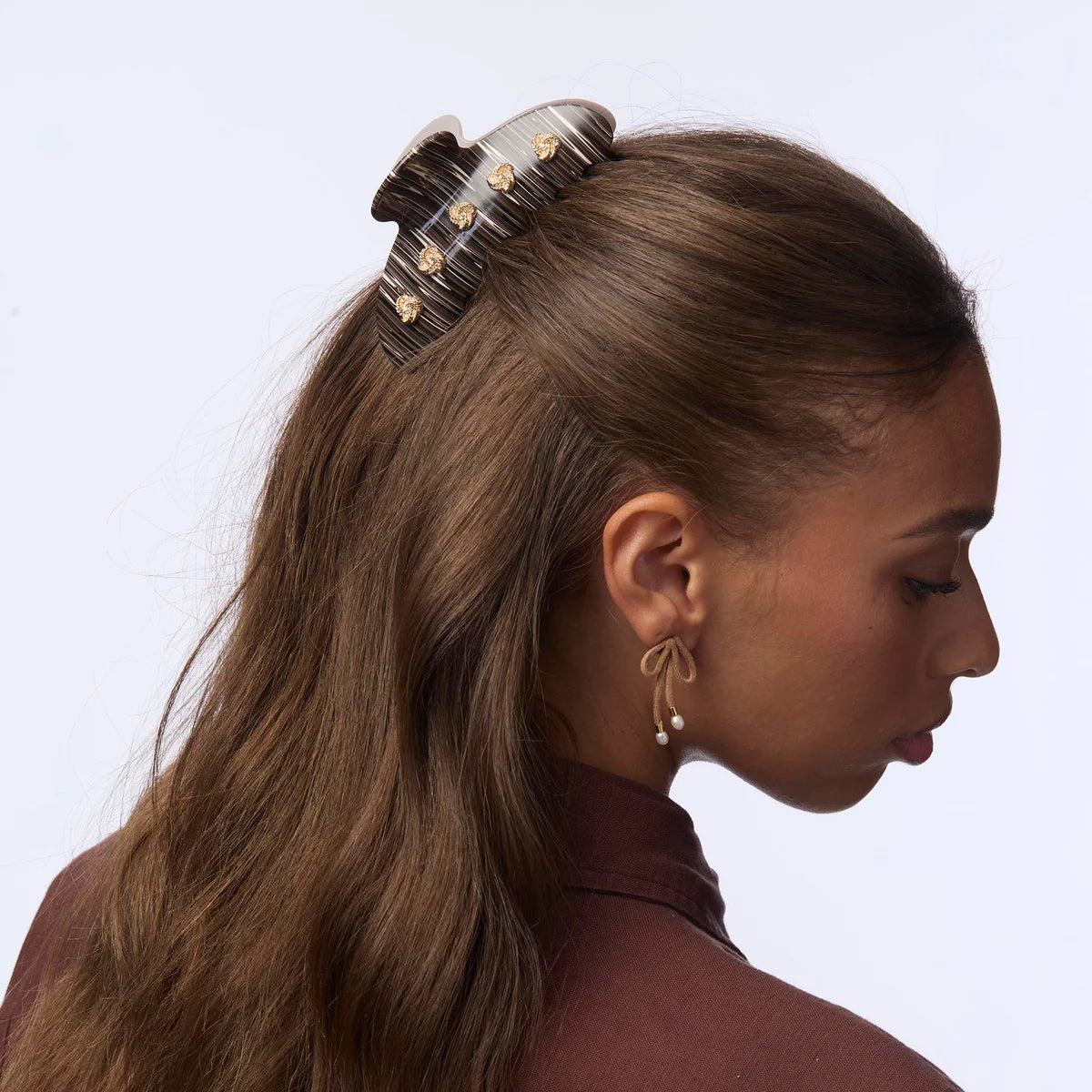 OATMEAL HICKORY DUAL KNOTTED LARGE CLAW CLIP