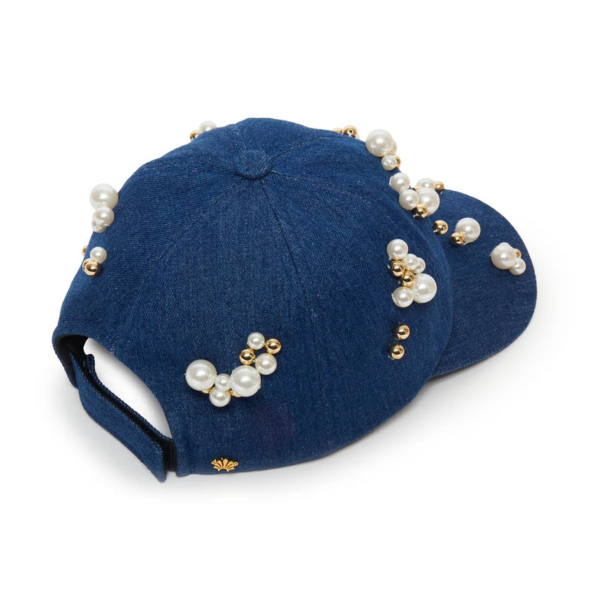 SCATTERED PEARL DENIM BASEBALL CAP