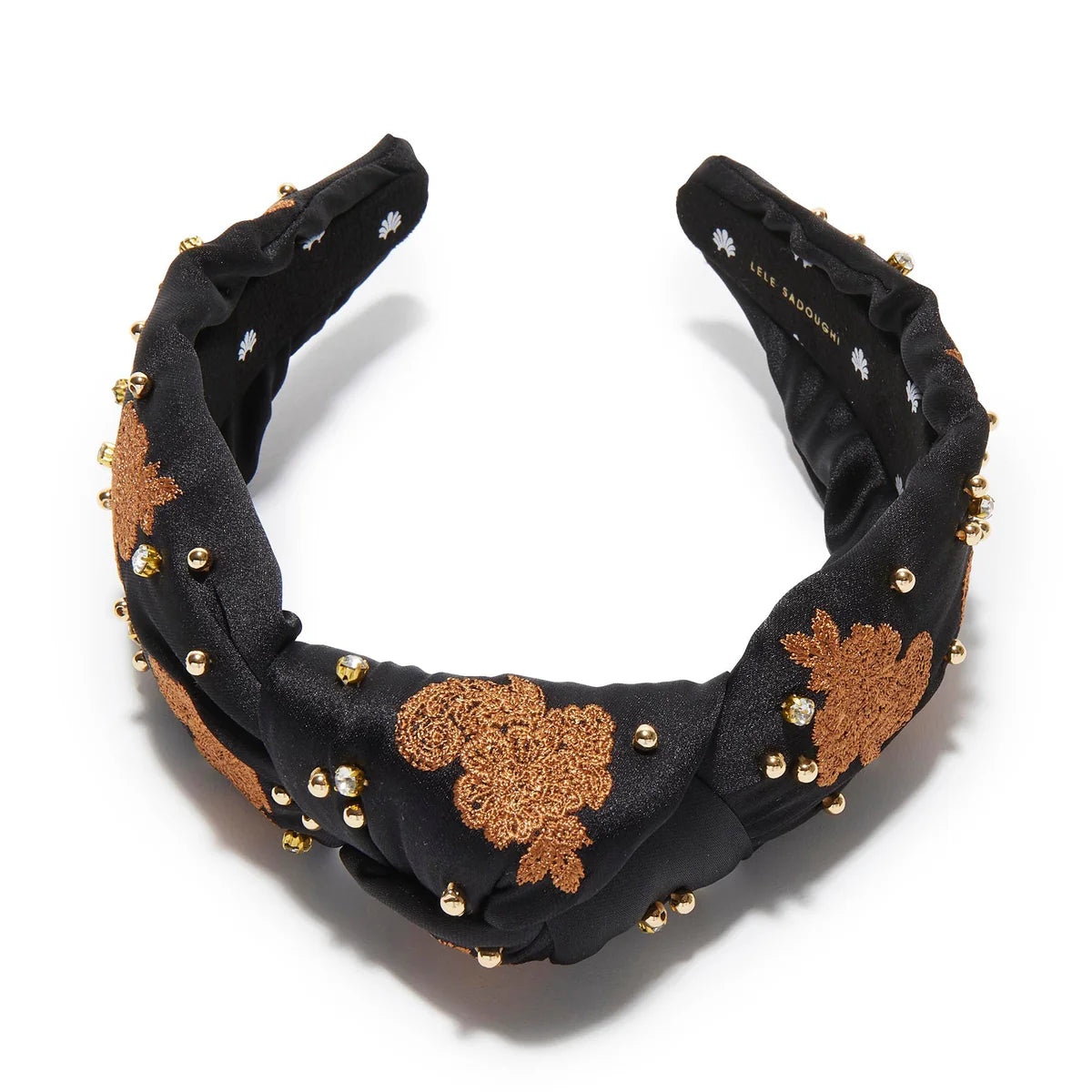 CARMEL JET KNOTTED LACE EMBELLISHED HEADBAND