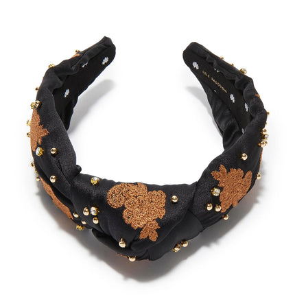 CARMEL JET KNOTTED LACE EMBELLISHED HEADBAND