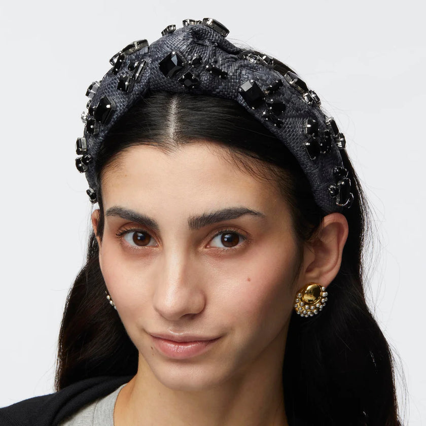 CRYSTAL RAFFIA KNOTTED HEADBAND