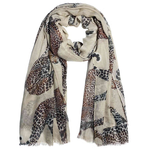 NATURAL LEOPARD SCARF