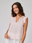 LINEN RUFFLE SLEEVE TOP