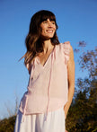LINEN RUFFLE SLEEVE TOP