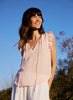 LINEN RUFFLE SLEEVE TOP