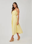 LINEN SHIRRED MAXI DRESS