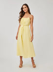 LINEN SHIRRED MAXI DRESS