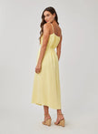 LINEN SHIRRED MAXI DRESS