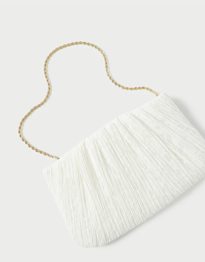 BRIT WHITE LACE FLAT CLUTCH