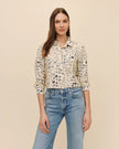 LONG SLEEVE CROP SHIRT IN GOLDEN MEADOW PRINT