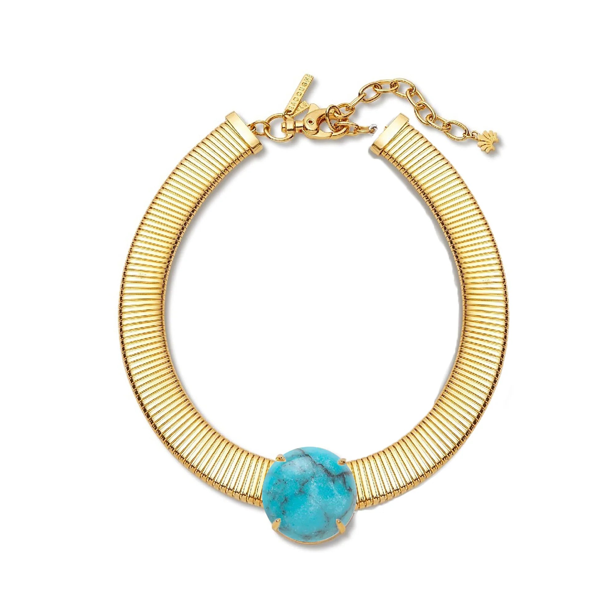 TURQUOISE STONE SET SNAKE CHAIN NECKLACE