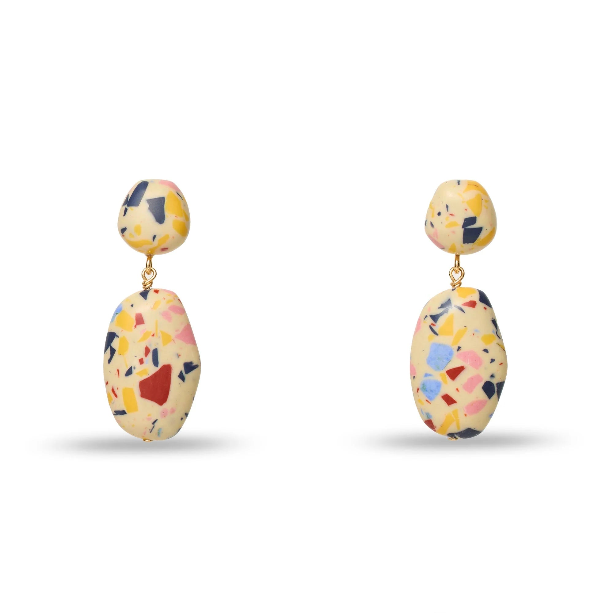 CREAM TERRAZZO BAROQUE DOUBLE DROP EARRINGA