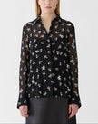 DITSY FLORAL PRINT SILK GEORGETTE EMBELLISHED BLOUSE