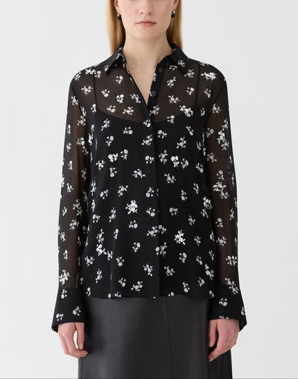 DITSY FLORAL PRINT SILK GEORGETTE EMBELLISHED BLOUSE