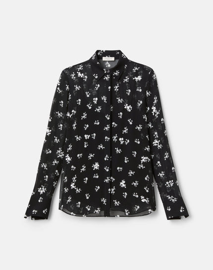 DITSY FLORAL PRINT SILK GEORGETTE EMBELLISHED BLOUSE