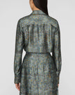 TEXTILE PRINT TEXTURED SILK BUTTON BLOUSE