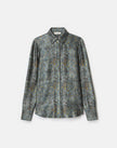 TEXTILE PRINT TEXTURED SILK BUTTON BLOUSE