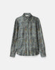 TEXTILE PRINT TEXTURED SILK BUTTON BLOUSE